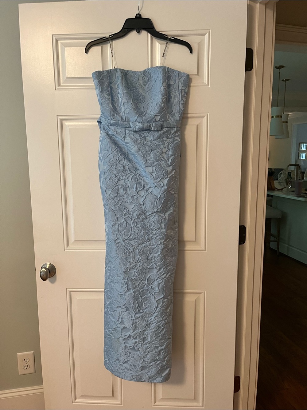Sachin & Babi Sophia Gown Ice Blue Floral Jacquard Bow Maxi Dress 4